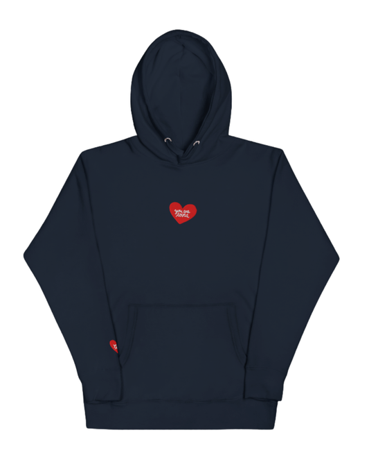 YOU ARE LOVED Embroidered Navy Heart Hoodie