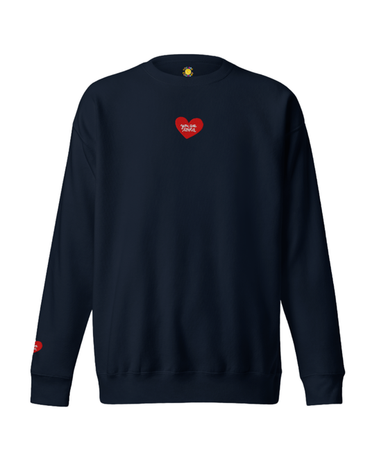 YOU ARE LOVED Embroidered Navy Heart Crewneck