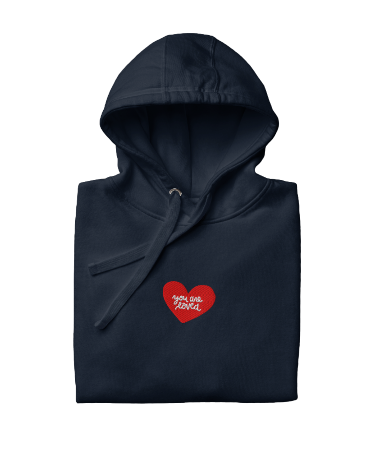 YOU ARE LOVED Embroidered Navy Heart Hoodie